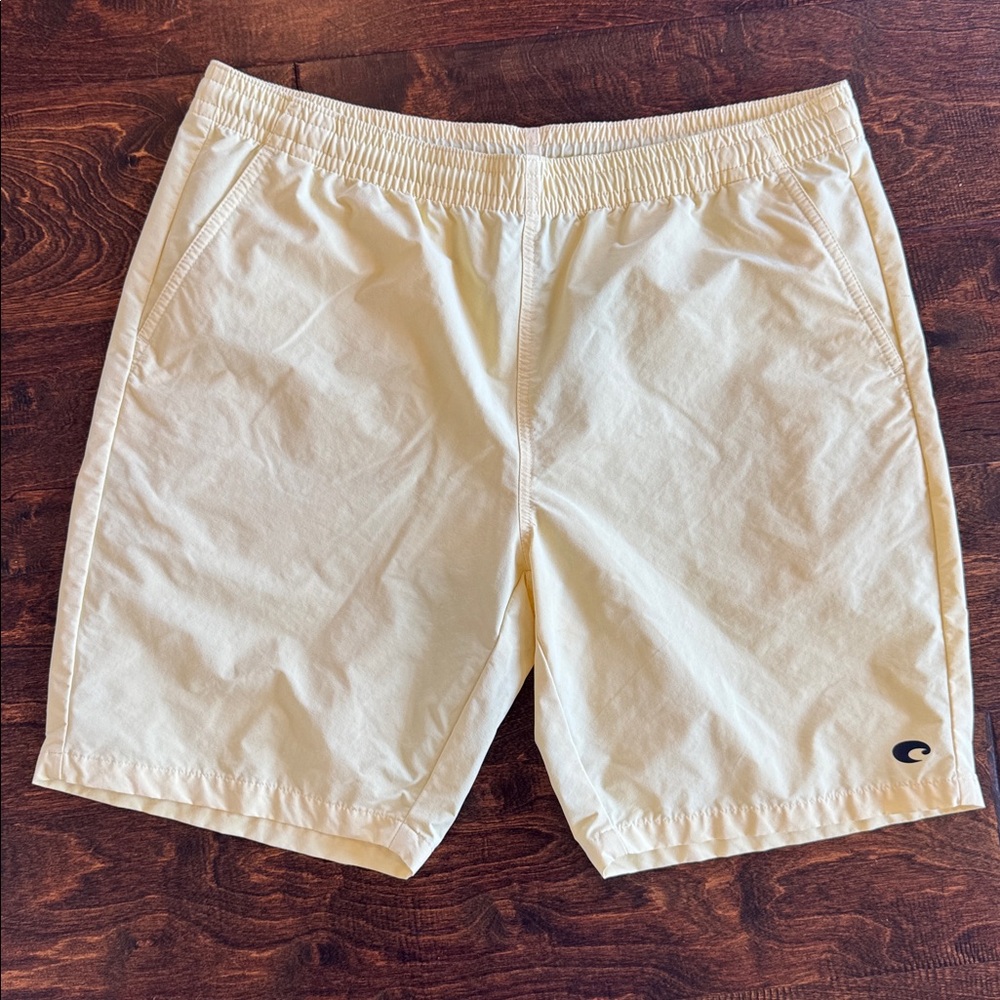 Costa Men’s Elastic Drawstring Boardshorts - Large Sun Yellow
